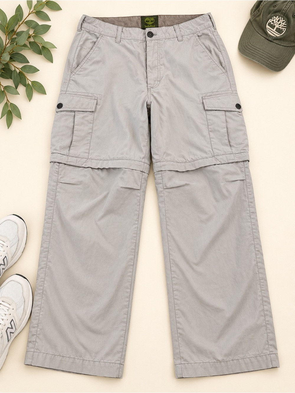 Timberland Light Khaki Convertible Cargo Pants Zip Off Hiking Outdoor